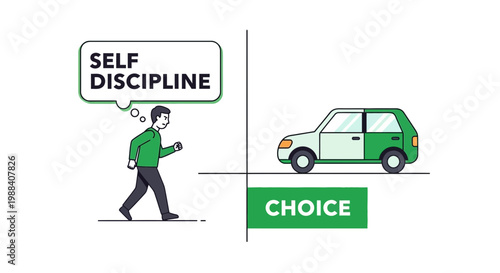 Self Discipline Versus Choice Conceptual Illustration Depicting Lifestyle Decision Making