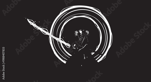 Samurai Warrior with Ink Brush Sword