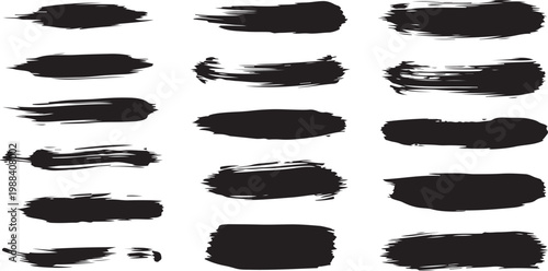 A collection of bold, black acrylic paint strokes and dry brush smears.