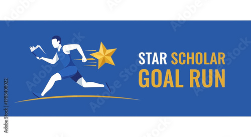 Scholar Athlete Achieving Goals And Striving For Success With Star Excellence Illustration