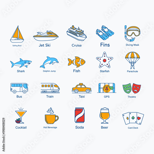 Icon sheet Summer holiday Design Vector illustration