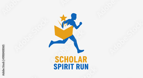Scholar Spirit Run Logo Design Depicting a Person Pursuing Knowledge and Embracing Goals