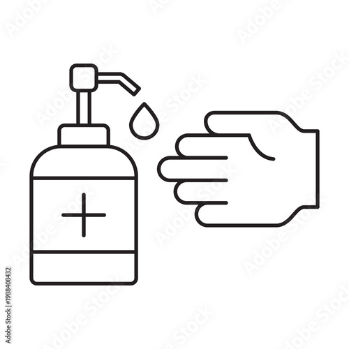 Hand sanitizer bottle dispenser icon outline