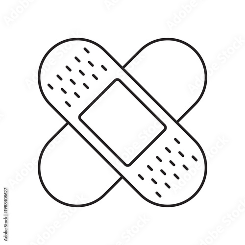 Crossed adhesive bandages icon outline