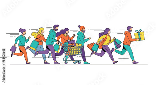 Shoppers Racing To Grasp Shopping Deals or Discounts During A Holiday Season Sale Event