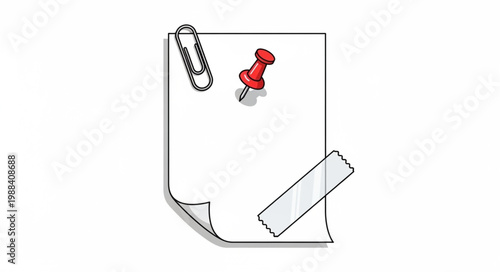 Paper Note With Red Thumbtack.