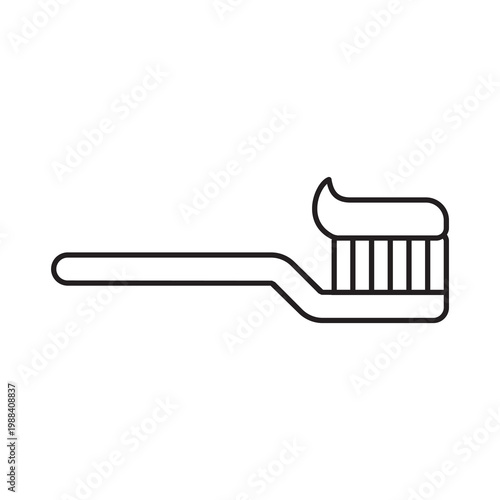 Toothbrush with toothpaste icon outline