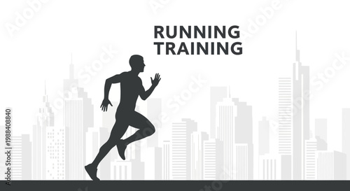Silhouette Of A Runner In The City Training For A Marathon or Other Competition