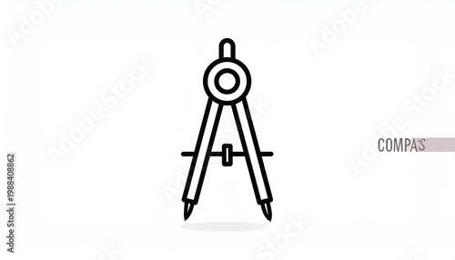 Simple Line Art Icon of a Drawing Compass.