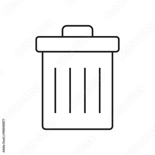 Garbage bin trash can icon outline
