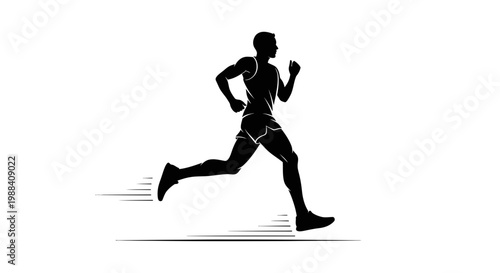 Silhouette Of A Runner Displaying Speed And Motion Through Stark Black And White Design