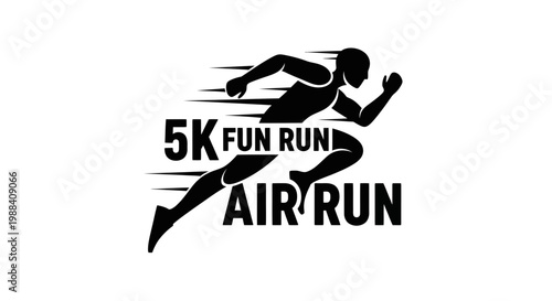 Silhouette Of A Runner Displaying The Details For A 5K Fun Run And Air Run Event