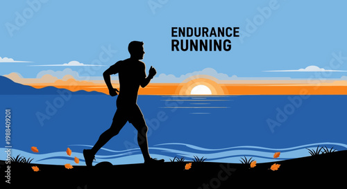 Silhouette Of A Runner Training Outdoors Under The Golden Sunset During Endurance Running