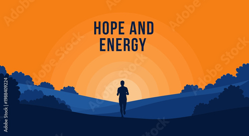 Silhouette Of A Runner Embarking On A Journey Under An Energetic Sunset