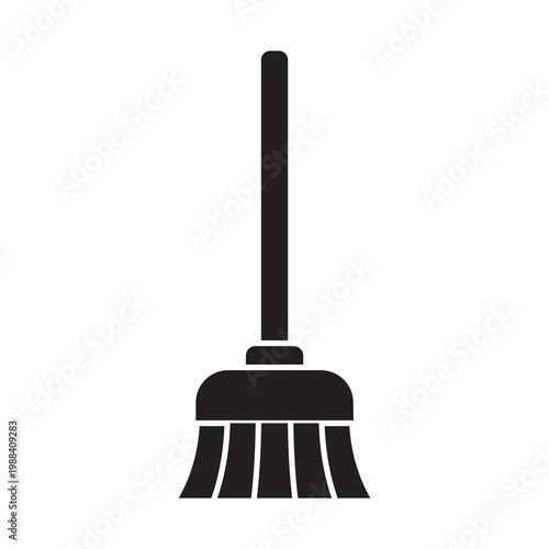 Broom icon for sweeping floor glyph