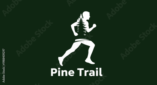 Silhouette Of A Runner Embodied By The Majestic Pine Forest In Full Stride, Design