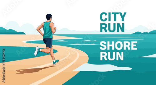 Silhouette Of A Runner Enjoying A Scenic Run Near The Ocean During A Sunny Day