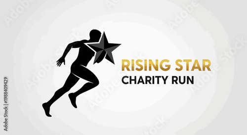 Silhouette Of A Runner Holding a Star Symbolizing Rising Star Charity Race Event