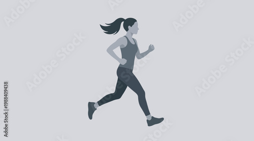Silhouette Of A Woman Engaged In Energetic Running Demonstrating Fitness And Stamina