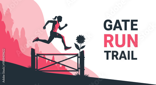 Silhouette Of Athlete Jumping Over Hurdles in an Obstacle Running Competition