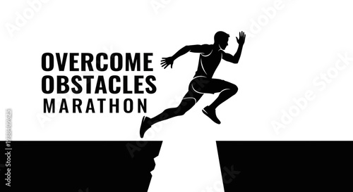 Silhouette Of Athlete Overcoming Challenges In Competitive Marathon Running Action