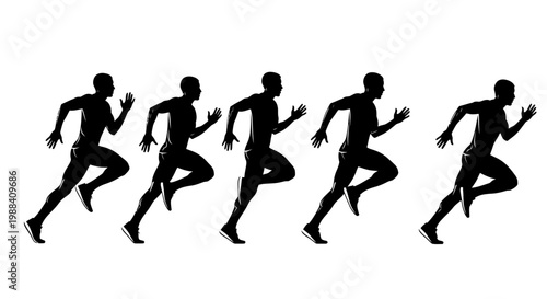 Silhouette Of Athletes Sprinting In A Race Depicting Movement, Speed, and Fitness Concept