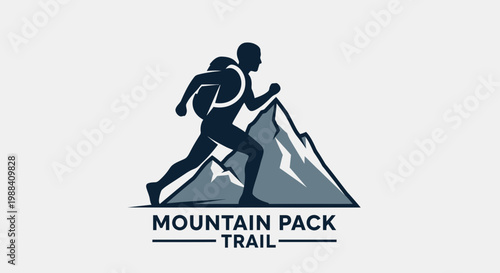 Silhouette Of Explorer On Mountain Path, Ascending Peak, Outdoor Adventure Concept