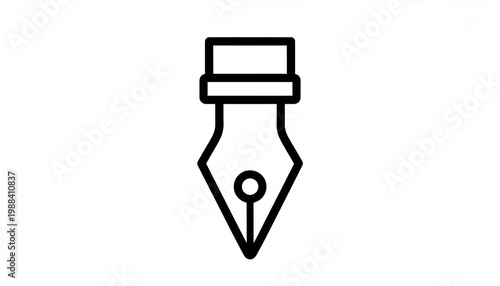Simple Line Art Icon of a Fountain Pen Nib.