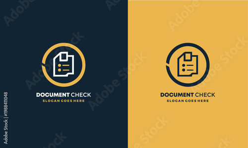 Document Check Logo Design with Slogan Placeholder Template