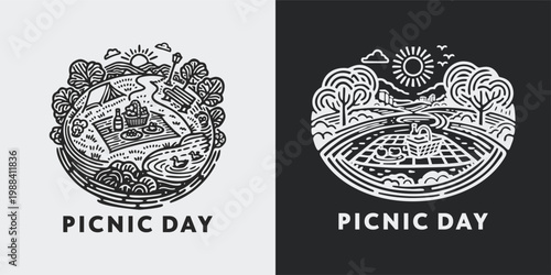 Picnic Day Family Park Outing Logos