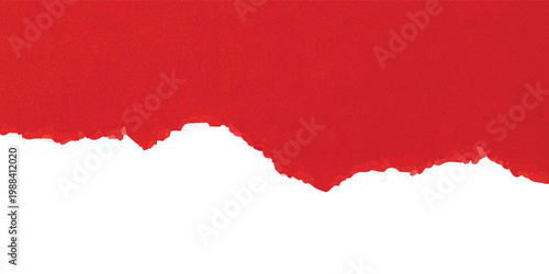 Creative red torn paper background on white. Modern abstract ripped edge design perfect for limited offer ads, breaking news banners, discount marketing, and copy space.