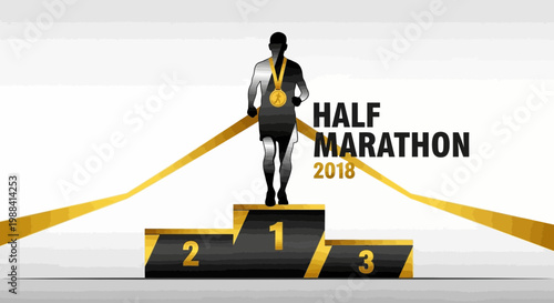 Silhouette Of Marathon Winner Symbolizing Victory And Achievement For Sport Event