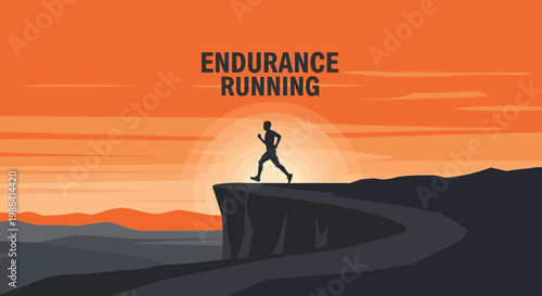 Silhouette Of Runner At Sunset: Determination And Endurance On The Road To Victory