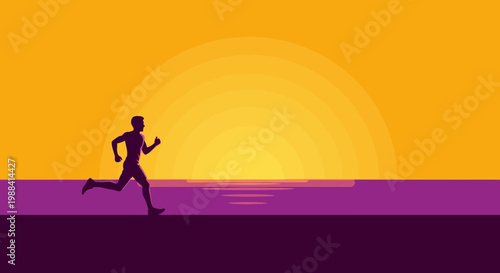 Silhouette Of Runner At Sunset: A Dynamic Visual Capturing Movement and Endurance