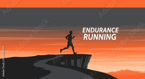 Silhouette Of Runner At Sunset: Endurance Running, Overcoming Challenges, Fitness and Sport