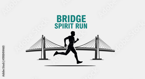 Silhouette Of Runner Crossing A Bridge, Celebrating Health And Wellness, Fitness Goal Achieved