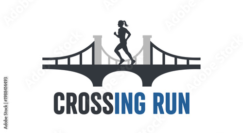 Silhouette Of Runner Crossing Bridge Signifying Fitness, Endurance, And Urban Marathon Events
