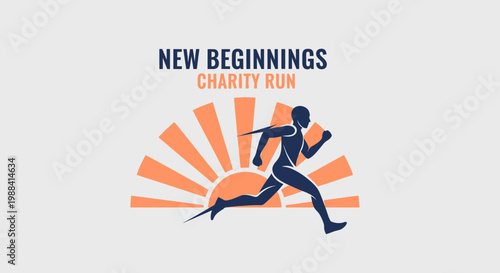 Silhouette Of Runner With A Rising Sun Representing New Beginnings Charity Event