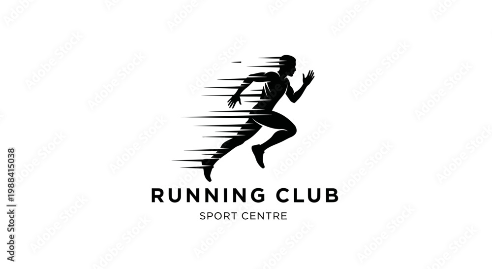 Obraz premium Silhouette Of Speeding Runner Used For Running Club Logo And Sport Activities Graphics