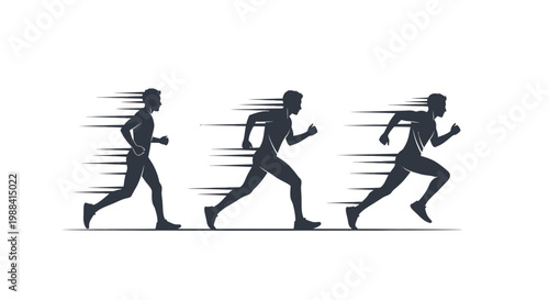 Silhouette Of Speeding Runner Depicted In Motion Against a White Backdrop