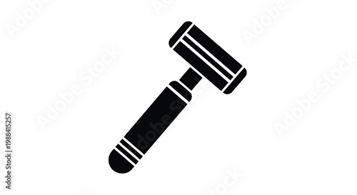 A simple black silhouette illustration depicts a modern safety razor on a white background high quality