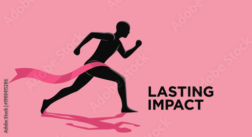 Silhouette Runner Achieving Goal With Text Lasting Impact Depicting Victory And Resilience