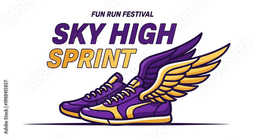 Sky High Sprint: Fun Run Festival Emblem, Speed and Athleticism Concept Design