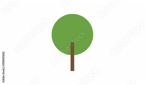 Minimal flat tree vector with circular canopy simple geometric nature icon for modern branding and UI design
