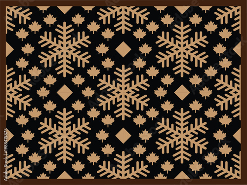 Snowflake and maple leaf pattern with diamond accents cold season winter pattern christmas pattern snowflake christmas decorative symmetry background seamless illustration repetition