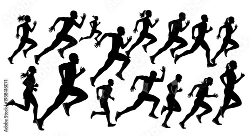 Silhouette Runners Racing Against Each Other In A Dynamic And Energetic Competition
