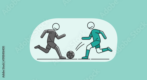 Soccer Illustration Depicting Two Players and a Ball in Colorful Background