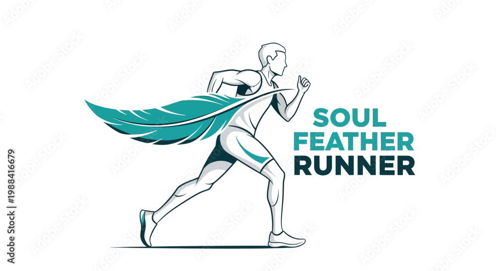 Fototapeta premium Soul Feather Runner: Dynamic Illustration Depicting Movement, Grace, and Athleticism