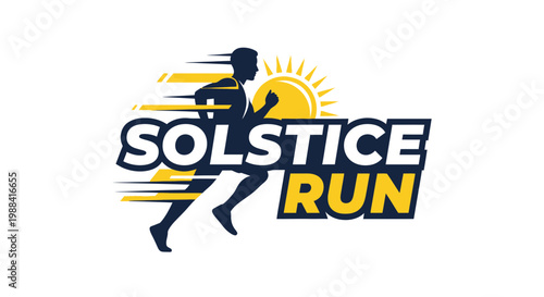Solstice Run Logo Illustrates Marathon Participation Promoting Health and Sports Lifestyle