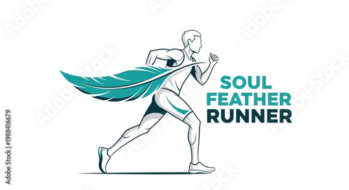 Soul Feather Runner: Dynamic Illustration Depicting Movement, Grace, and Athleticism